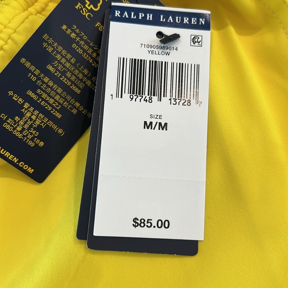 Polo Ralph Lauren Men’s Yellow Swim Shorts Size M - Picture 11 of 15